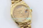 TWS Factory Swiss Replica Rolex Day Date Watch Yellow Gold Face Yellow Gold Band Fluted Bezel  40mm